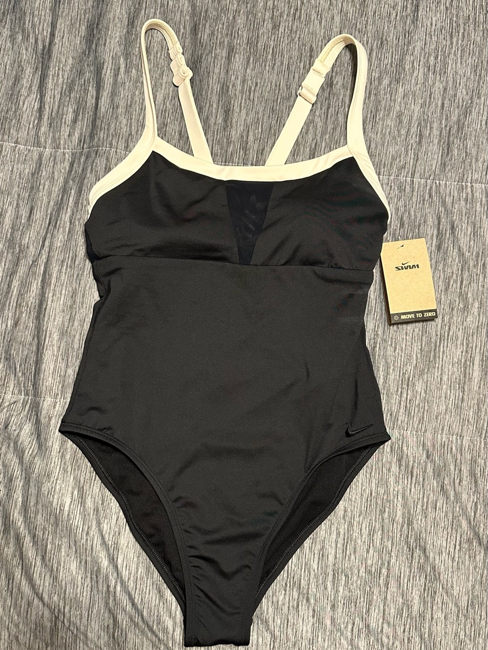 Nike Black One-Piece Swimsuit with Cream Trim